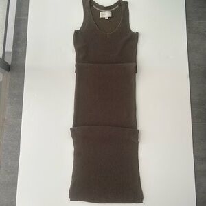 Brochu Walker Sleeveless Knit Fitted Maxi Dress Grey Taupe